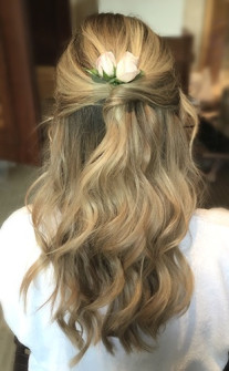 Knotted half up half down bridal hair style