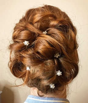 Pin curled wedding up do