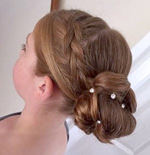 flowergirl plaited bun for wedding