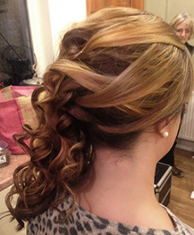 side pony curly up do bridal